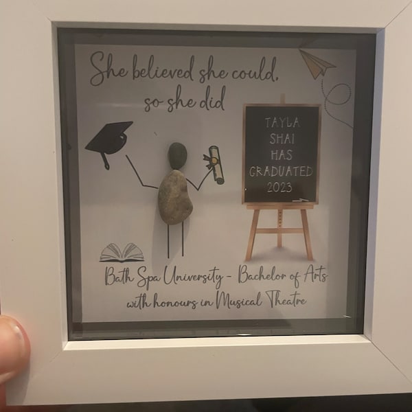Personalised Graduation Pebble Picture - Framed Graduation Pebble Art ...