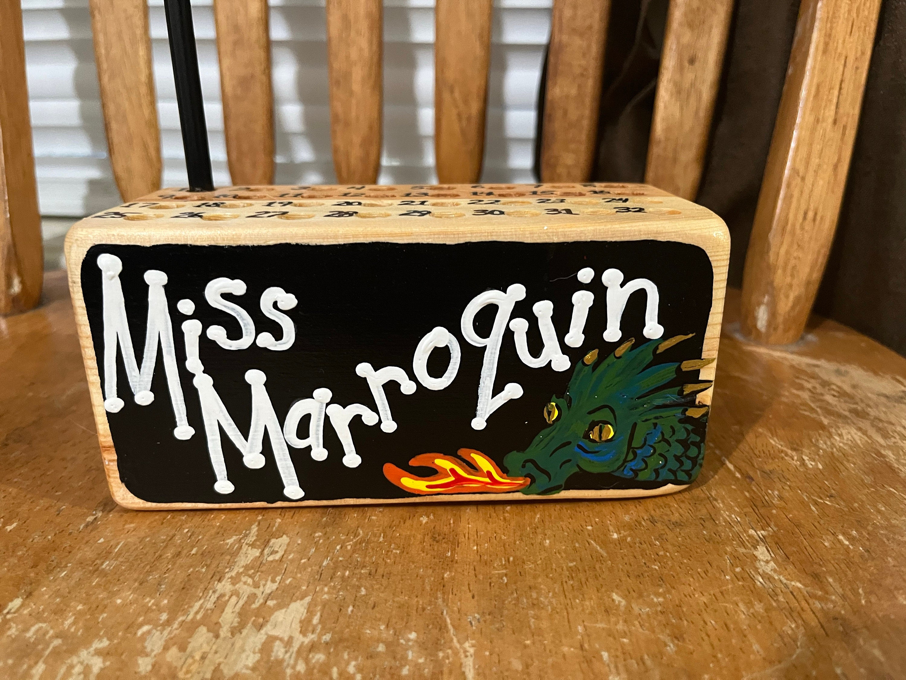 Teacher Gift, Pencil Holder, Numbered, Personalized Wood Block, School, Classroom, Teacher Appreciation, Pencil Block, 32 Hole, Chalkboard.