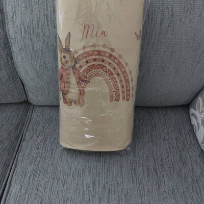 Personalised Pink Rabbit Design LARGE Felt Toy Basket, Kids Storage Bag ...