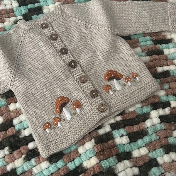 PDF Knitting Pattern, Toadstools Embroidered Cardigan With Video ...