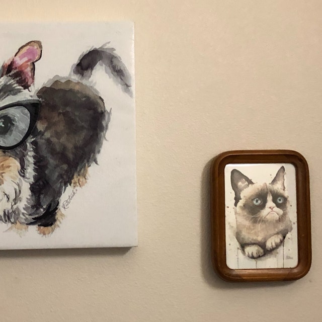 Oil painting of pastel renaissance painting of grumpy cat,by hsiao