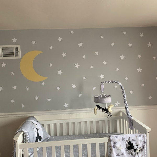 Moon and Stars Wall Decal Set | 74 Star Decals | Nursery or Kids ...