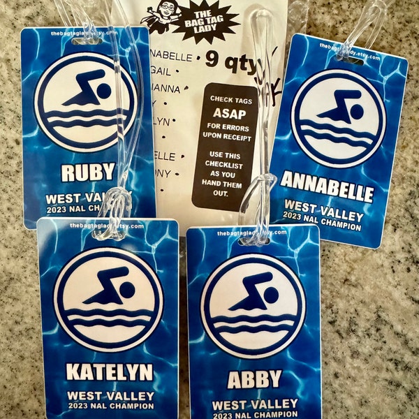 Swim Racing Tag Personalized Swim Bag Tag: Swimmer Name, Team Name - Etsy