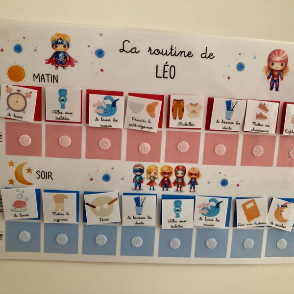 Routine A4 enfant matin et soir personnalisée au prénom de l'enfant ...
