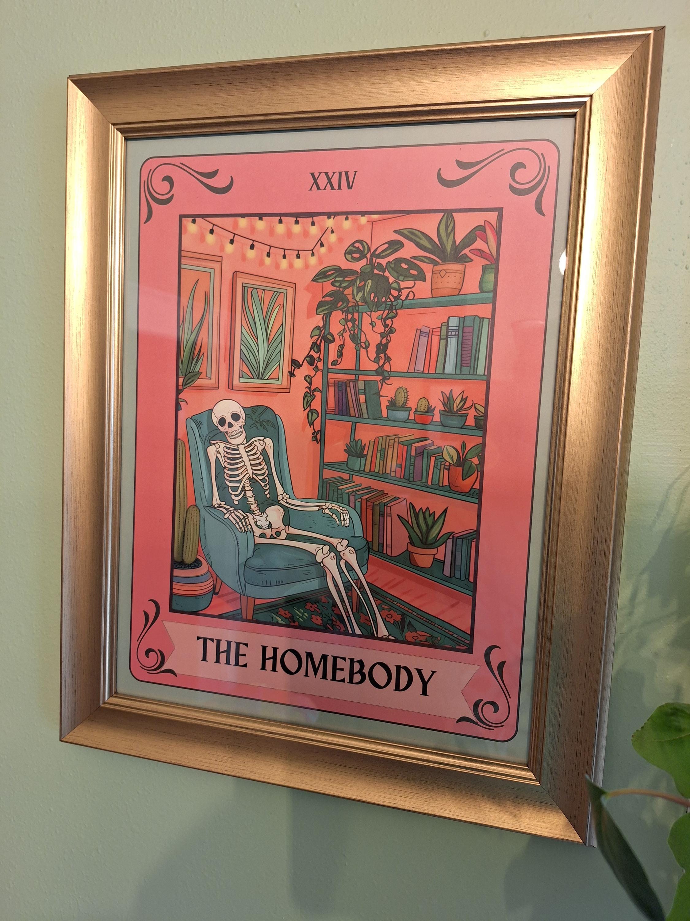 The Homebody Tarot Card - The Homebody Club Print - Spooky Print - Living Room Print - Cute Skeleton Print - Cute Spooky Print - Tarot Card
