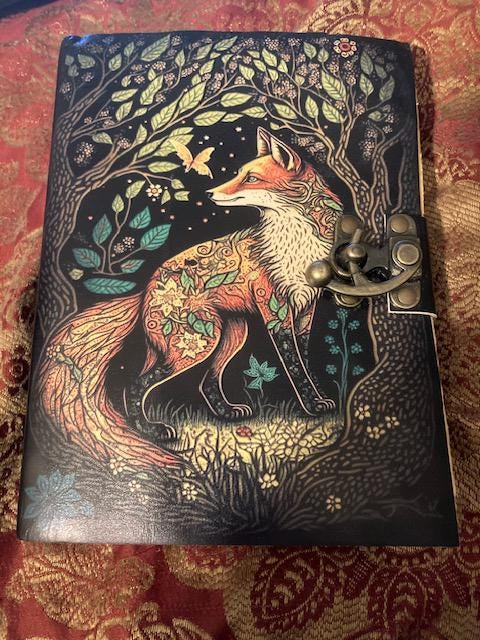 400 Page Large Fox Vintage Handmade leather Journal, Grimoire Fat journal Blank spell book of shadows Christmas Celestial Gifts For Him Her
