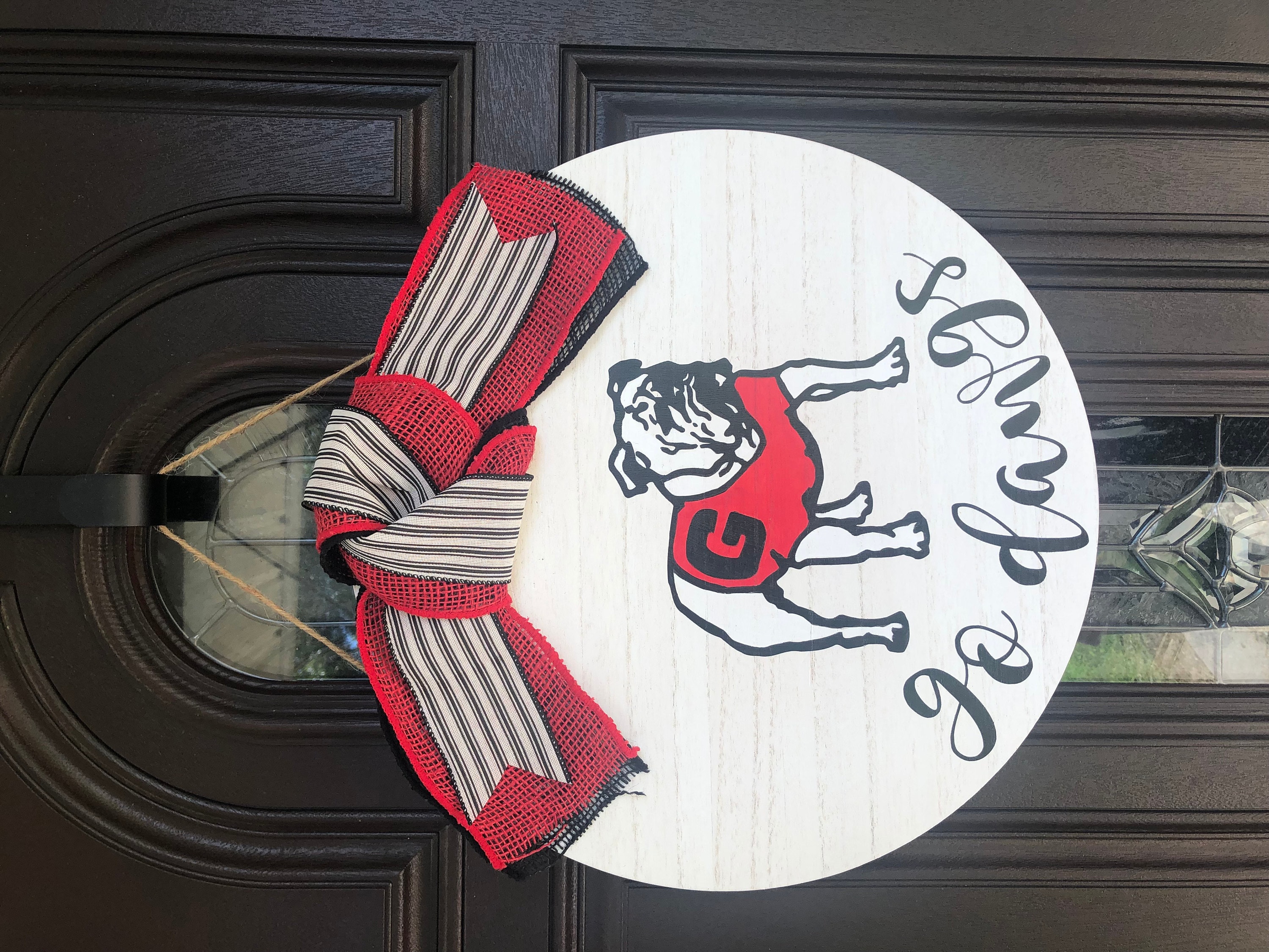 Bulldog Door Hanger, Front Door Decor, Go Dawgs, Bulldog sign, Georgia Sign, Football Decor, Football sign