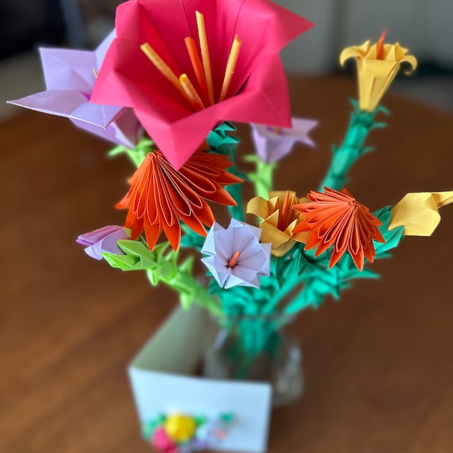  Floral Fantasy Origami Paper Flower Bouquet : Home & Kitchen