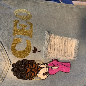 New, sophisticated Queen Sequins, Fur, & Satin, 6 Patch, Iron-on