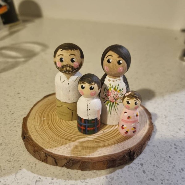 Bride and Groom Wedding Cake Topper Wedding Topper Peg Doll Family - Etsy