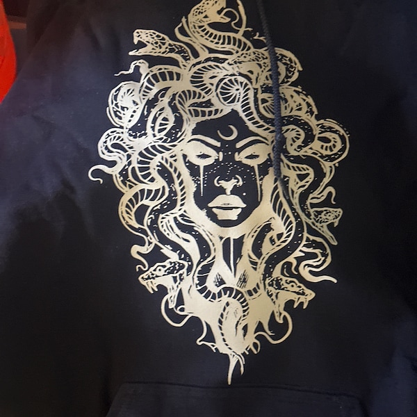 Grey Medusa Logo Print Cotton Sweatshirt