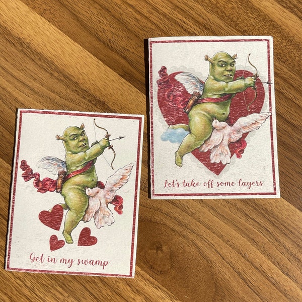 Shrek Valentines Printable Download - Instant Download of 4 Romantic Shrek Valentines ...