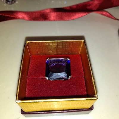 Amethyst Ring/ Sterling Silver/ 20ct Huge Square Cut Simulated or ...