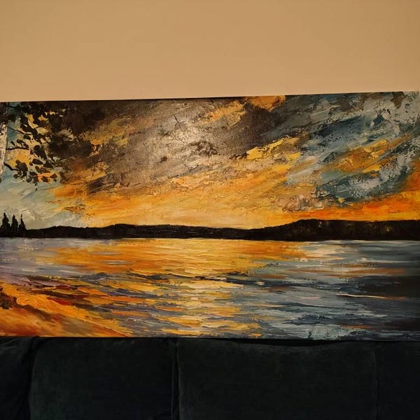 Original Sunset Oil Painting on Canvas Original Minimalist Abstract ...