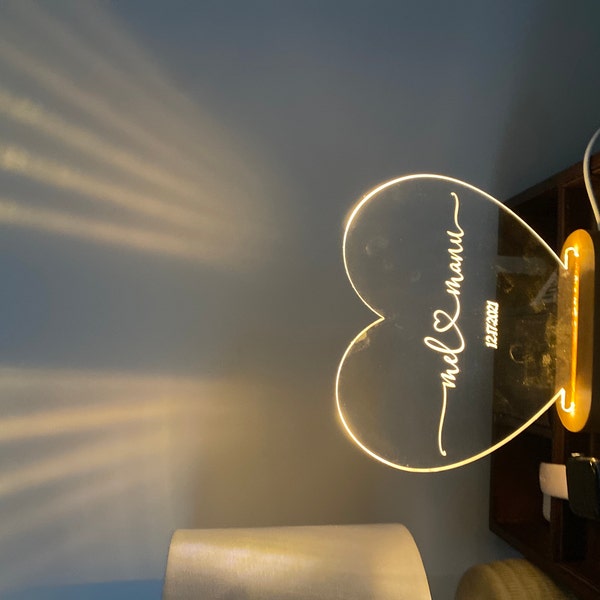 Personalized Time Stamped Illuminated Name Sign Gift, Anniversary Gifts