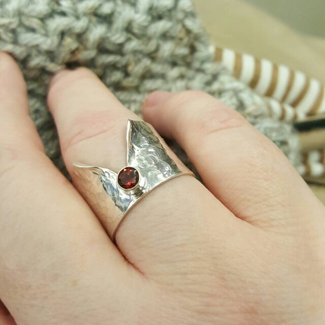 Diamond ring artisan ring sterling silver wide band engagement Etsy