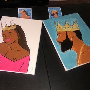  ANH3KT Painting Canvases with Pictures to Paint - Sip and Paint  Kit for Adult's Date Night - 2 Pack 8x10 Inch King and Queen Love Couple -  DIY Party Night Kit
