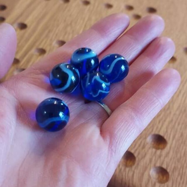 16mm Neptune Glass Marble Players Pack of 5 Translucent Deep Blue