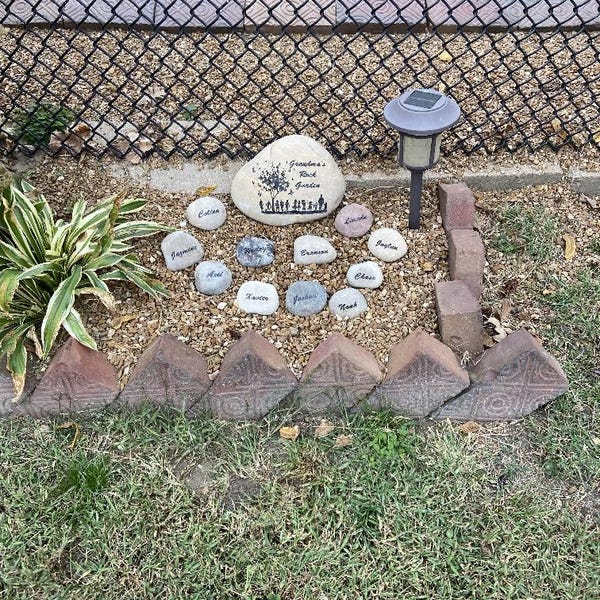 7in Grandma Garden Rock 3in Name Stones Add Kids Custom Order Carved ...