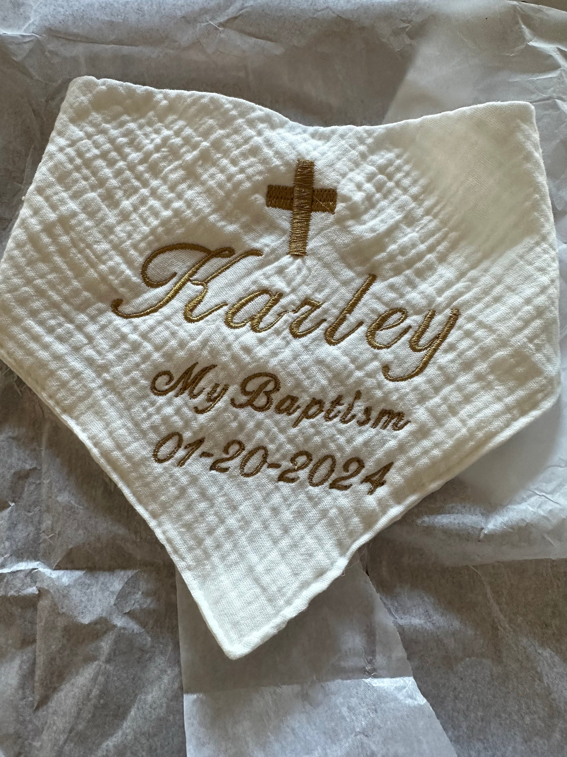 Personalized Baptism Bib - Thoughtful Baby Baptism Gift, Christening Keepsake, Christian Baptism Bib, Unique Baptismal Gift-Custom Bib