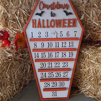 Countdown to Halloween Coffin Calendar Ghost SVG Laser File Wood ...