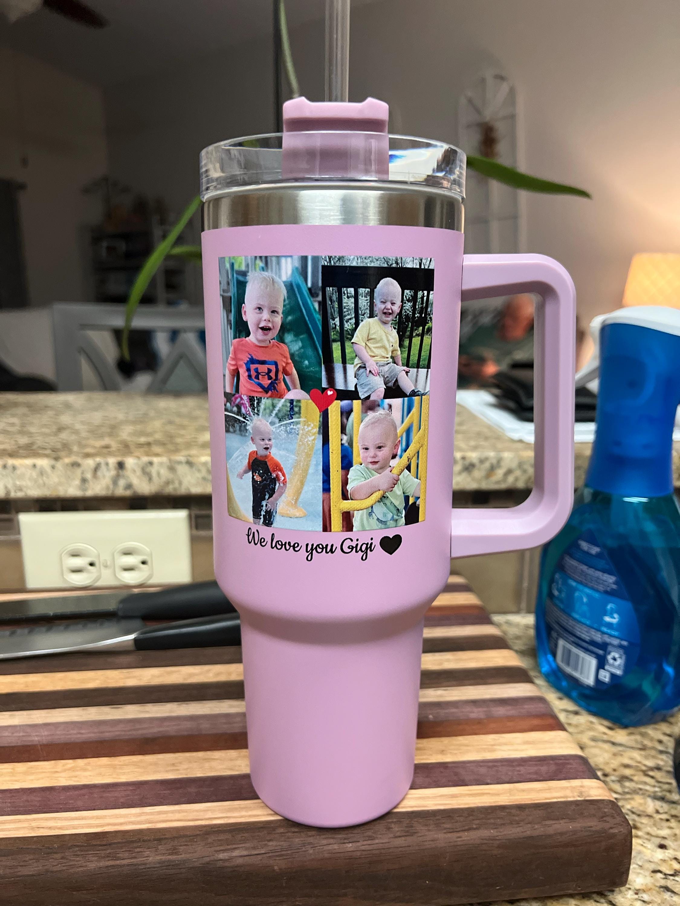 Personalized 40oz Tumbler for Mother’s Day & Grandma | Custom Floral Cup with Straw
