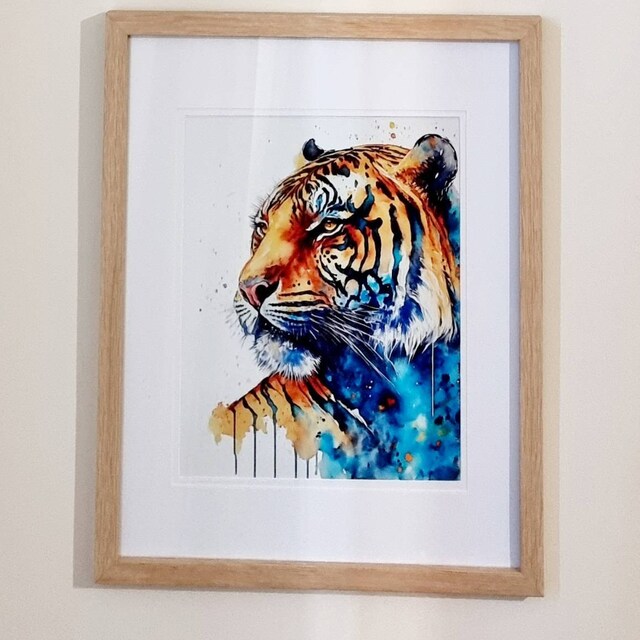 水彩画 虎 印刷可能なアート 虎プリント 即時ダウンロード 虎ポスター