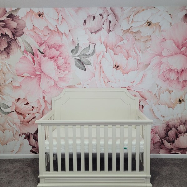 Peony Flower Wallpaper for Girl Bedroom Eco Friendly - Large Floral ...