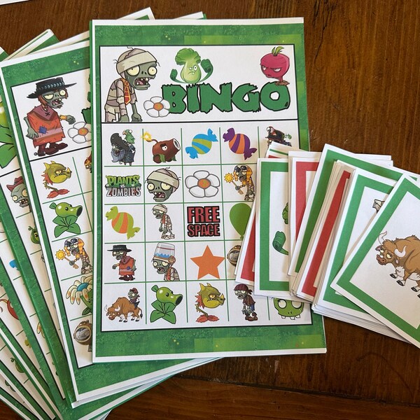 Plants Vs Zombies 10 Cards Instant Download, Printable Plants Vs Zombies Bingo Game, Plants Vs ...