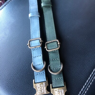 Leather Dog Collar With Metal Buckle, Personalized Dog Collar Vintage ...