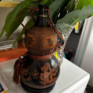 手作りの中国龍瓢箪瓶：風水アート彫刻 - Etsy 日本