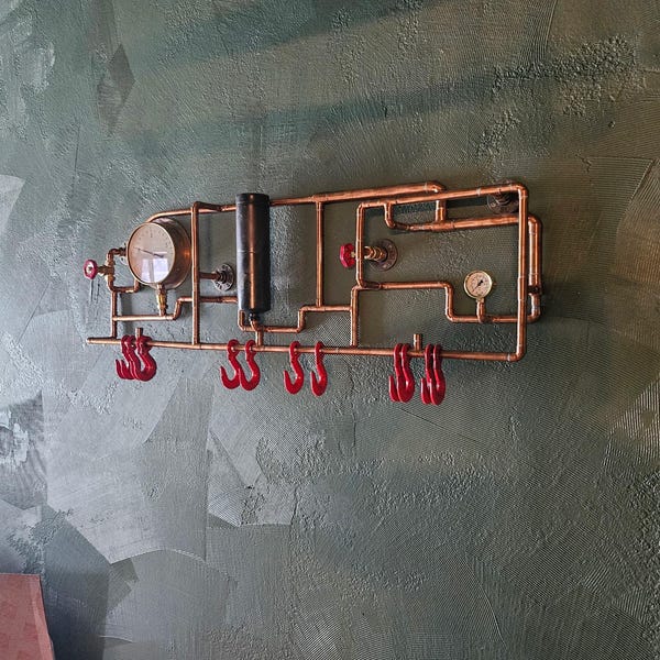 Steam Punk Rear Back Rack Steampunk Coat Rack - Retro Industrial Wall Art - Etsy