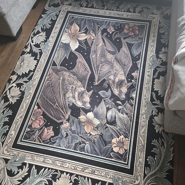 Cottagegoth Goblincore Bat Lovers Rug Gothic Cottagecore Decor | Dark ...