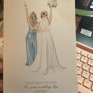 Personalised To My Best Friend On Wedding Day Card / Card for Friend - Card for Her - Bridal Card - Wedding Day Card - Best Friend