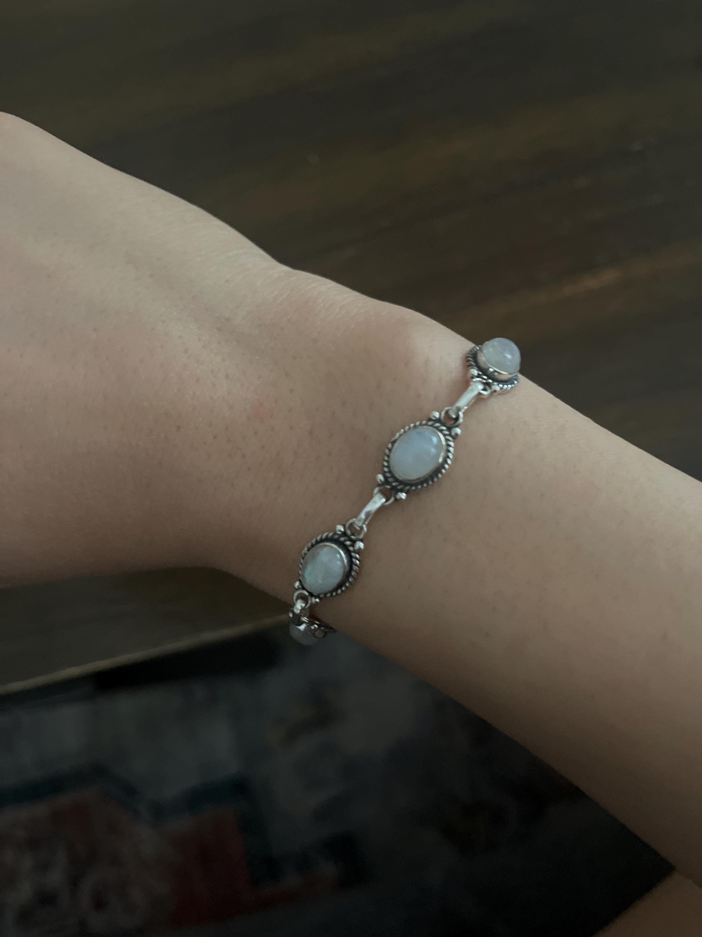 Natural Rainbow Moonstone 925 Sterling Silver Oval Shape Adjustable Bracelet, Gemstone Jewelry, Tennis Bracelet, Gift For Her, Gift For Love