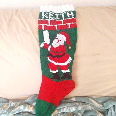 Personalized Hand Knit Christmas Stocking Angora Trim. You - Etsy