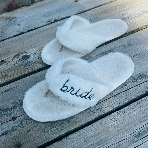 Wedding Slippers Bride Slippers Bridal Shower Gift Cute Bride to Be ...
