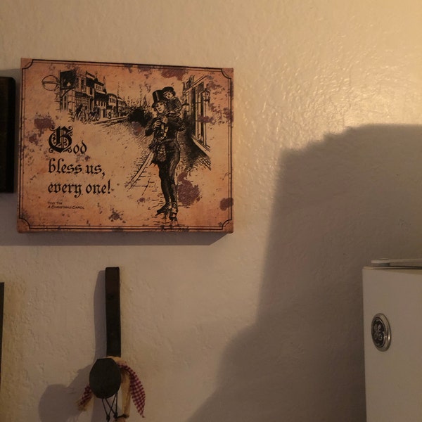 Vintage Tiny Tim Wall Art, Scrooge Signs, A Christmas Carol Canvas ...