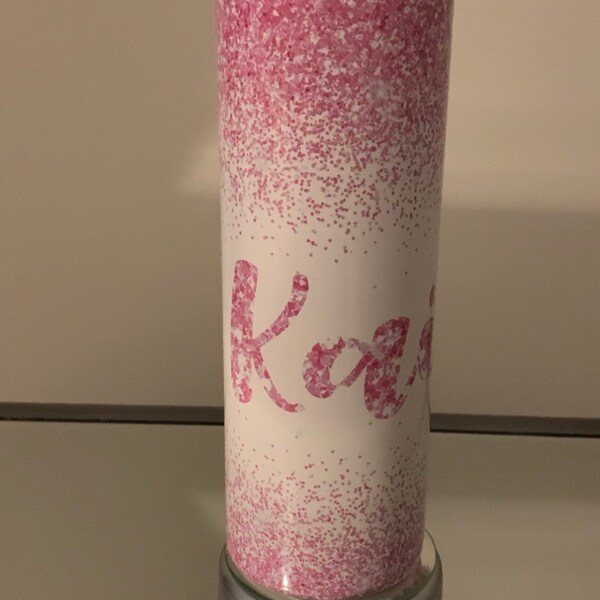 20 Ounce Skinny Tumbler Sublimation Design Download| Hot Pink Glitter ...