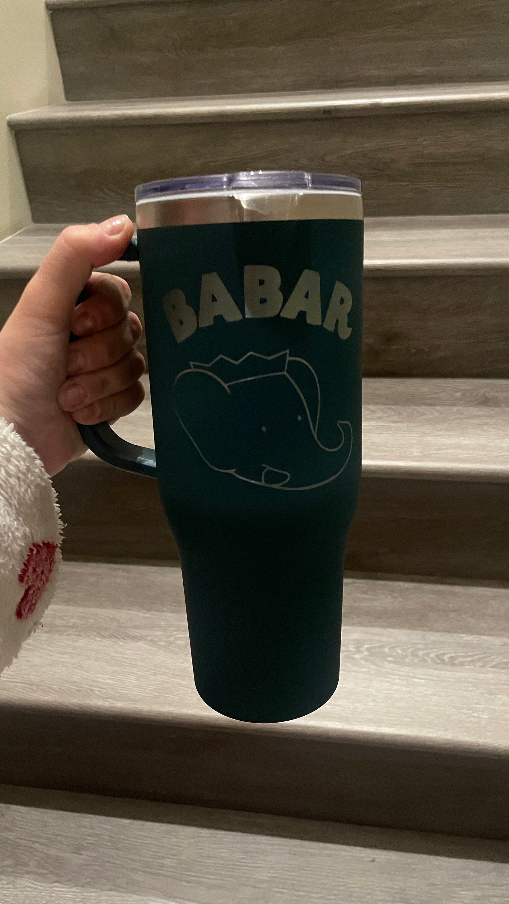 Personalized 40oz Tumbler with Handle, Lid and Straw, Stainless Steel Engraved Tumbler, Personalized Gift for Dad, Gift for Him