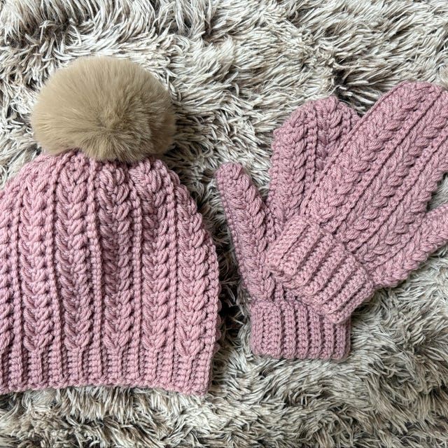 A customer's finished Snowy Wheat Stitch Puff Crochet Beanie Pattern