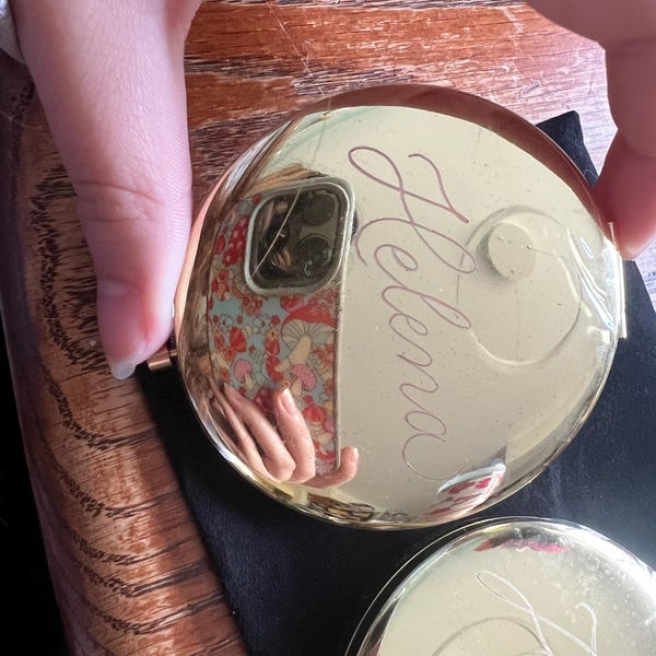 Engraved Compacts Custom Engraved Gold Calligraphy Mirrored Compact | Compact With Mirror ...