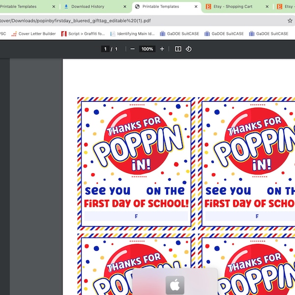 Candy Back to School Gift Tag Printable First Day of School Teacher ...