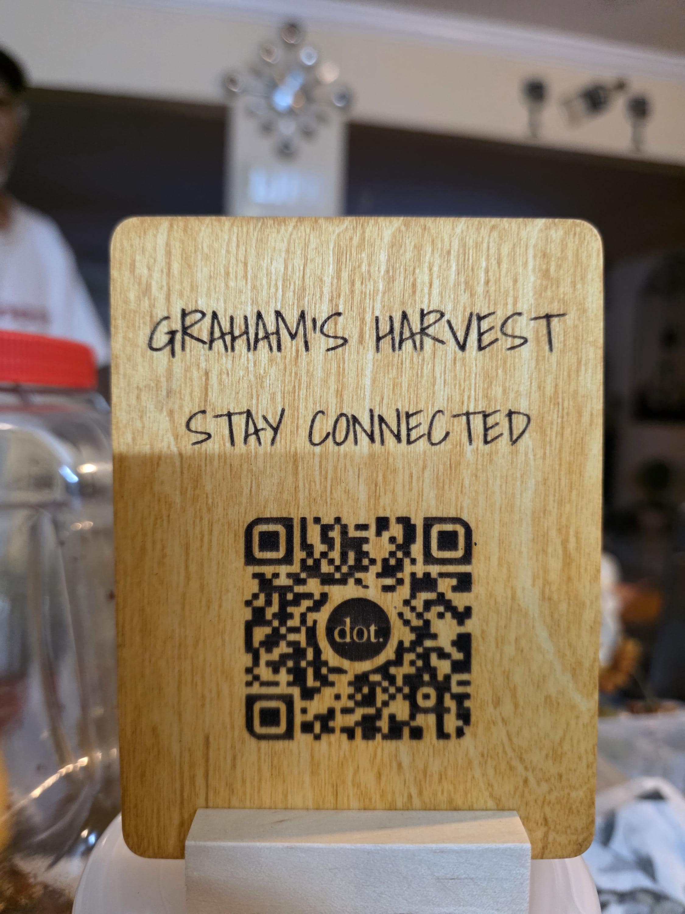 Custom Engraved Wooden QR Code Menu Sign for Cafe & Bar