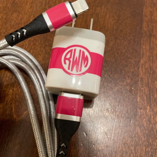 Personalized Charger Vinyl Decal - Monogram Phone Sticker (set of 3) - Etsy