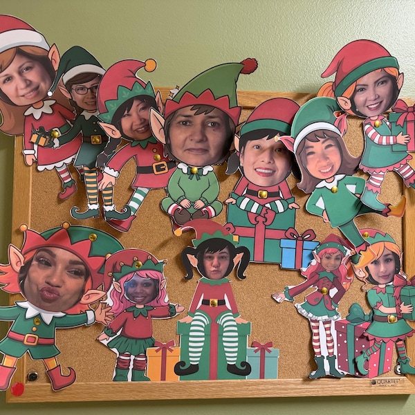 50 Christmas Elf Add Your Own Face Photo Frames Bundle, Santa, Elf Face ...