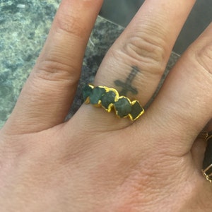 Customer photo from Brandi, 5 Stone Raw Emerald Ring in Yellow Gold