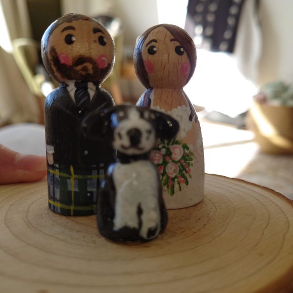 Bride and Groom Wedding Cake Topper Wedding Topper Peg Doll Family - Etsy