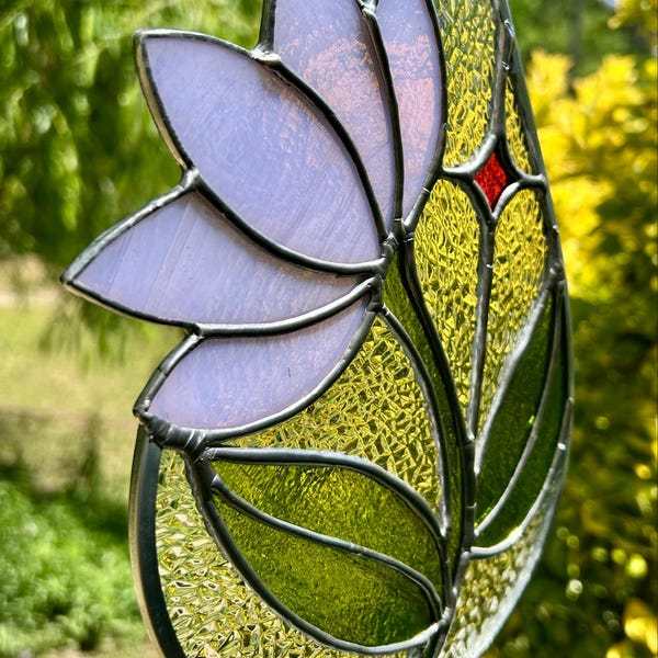 Botanical Drop Stained Glass Pattern. Beginner Stained Glass Pattern ...