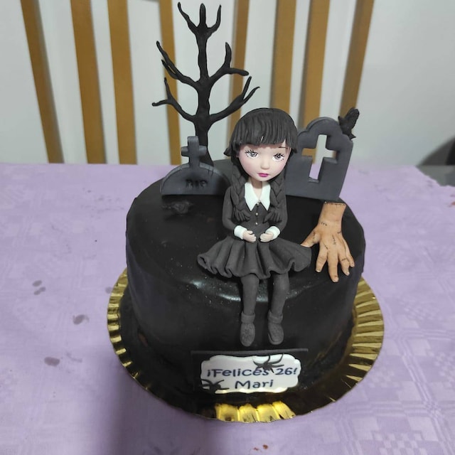 Wednesday Addams Personalized Cake Topper Fondant Wednesday Cake Topper  Birthday Party Cake Topper 